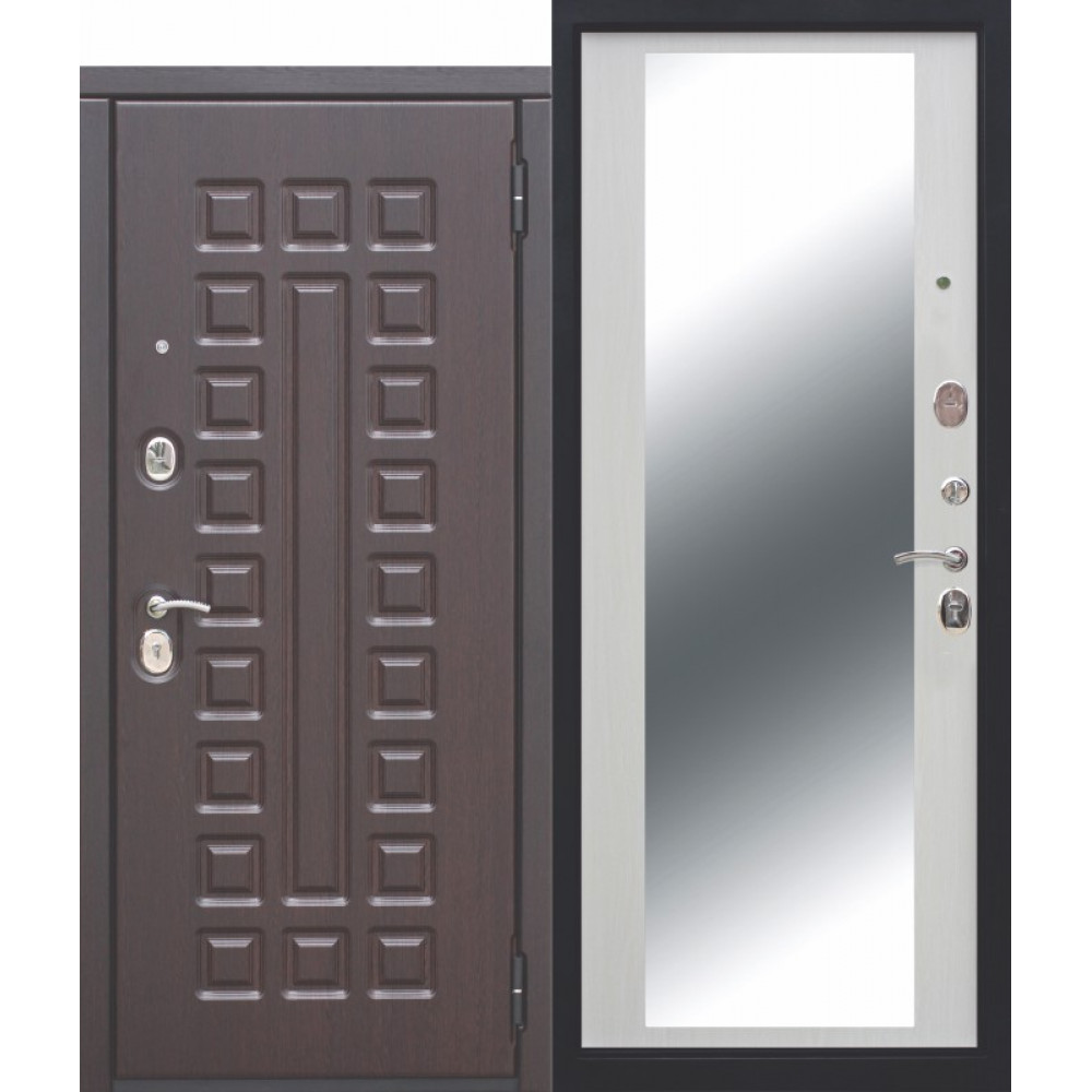 Входная металлическая дверь Сенатор 120  панель МДФ Венге/Зеркало Белый ясень